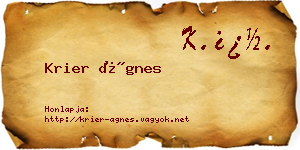 Krier Ágnes névjegykártya